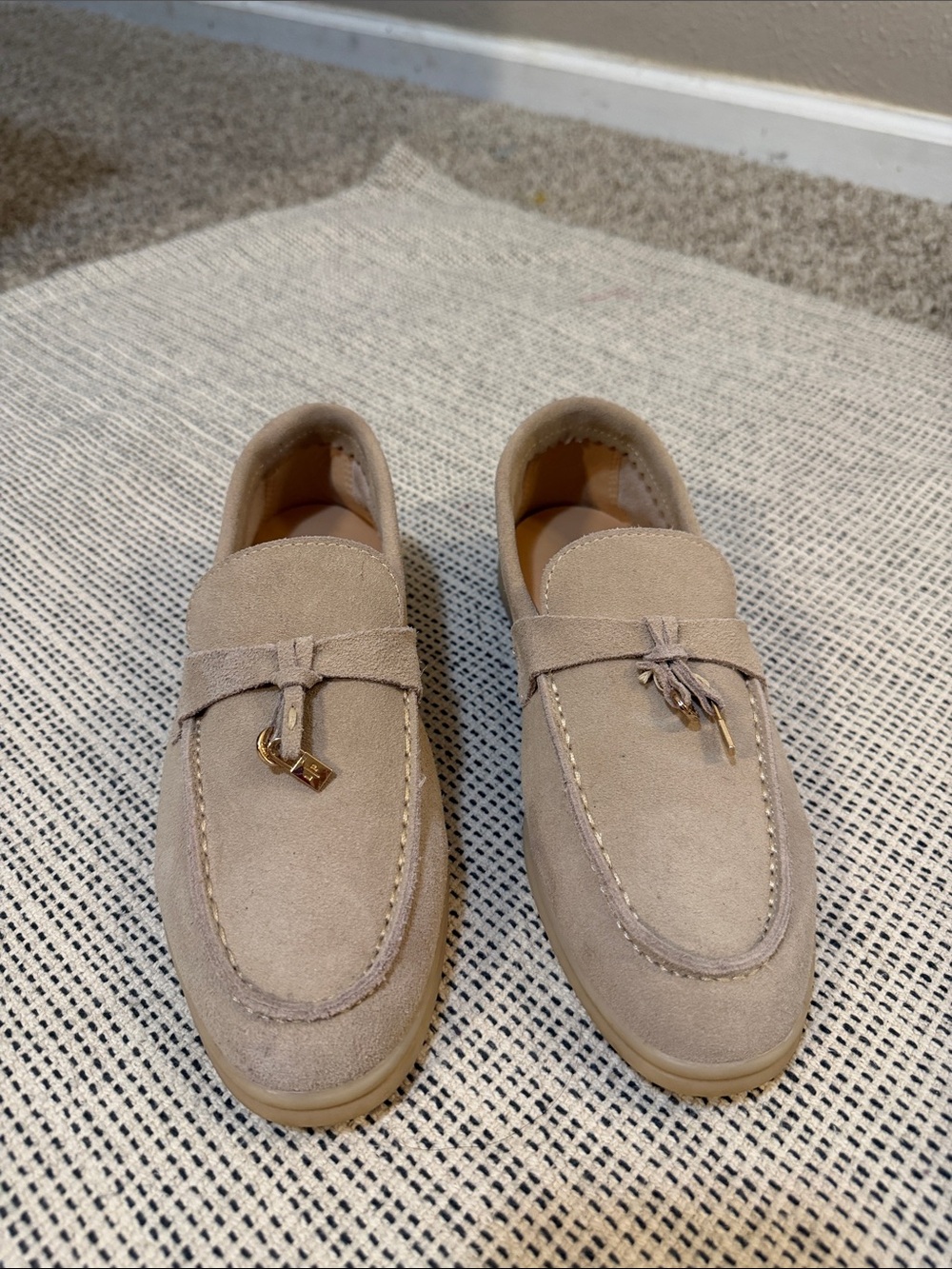 Loro Piana Women's Suede Tassel Loafers in Light Beige